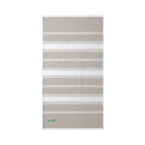 Embroidered Striped Beach Throw — Lightweight Turkish Towel with Fringe