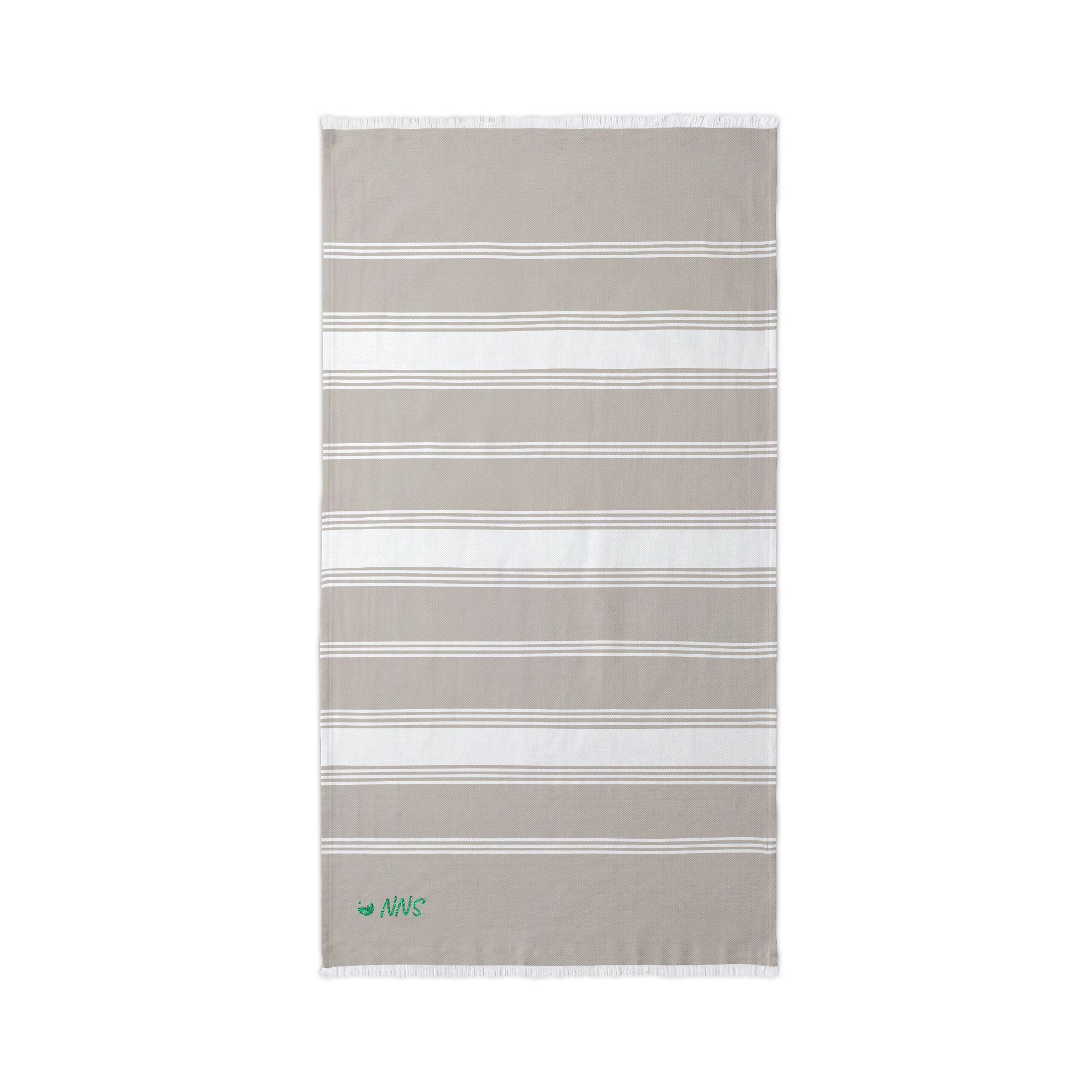 Embroidered Striped Beach Throw — Lightweight Turkish Towel with Fringe