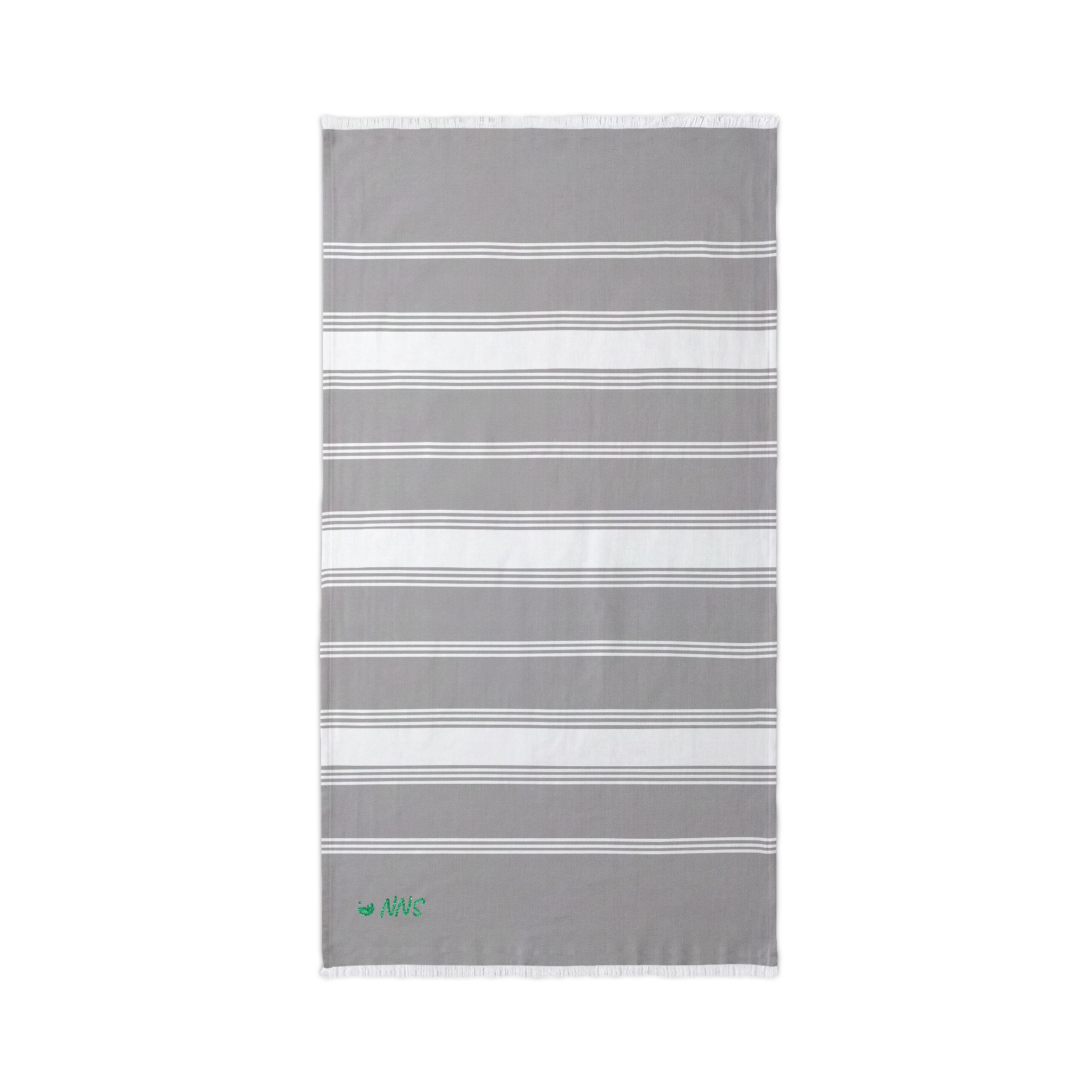Embroidered Striped Beach Throw — Lightweight Turkish Towel with Fringe - Image 2